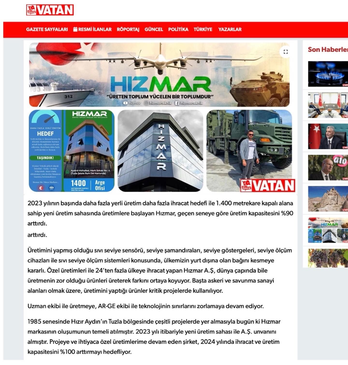 HIZMAR CO. Press News